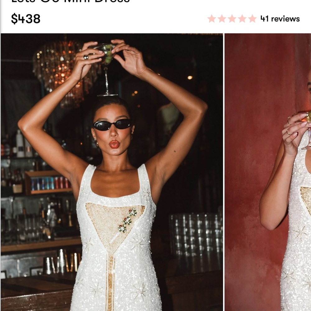 Show Me Your MuMu White Sequin Sheath Mini Dress